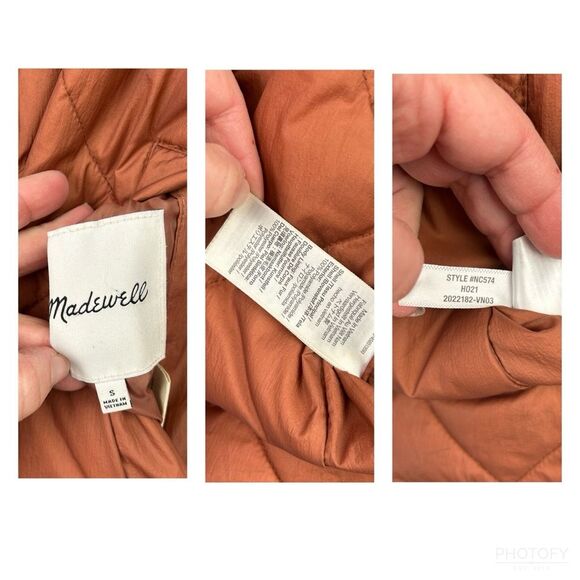Madewell Reversible‎ Full Zip Sherpa Puffer Jacket Warm Umber Women’s Sz S - Picture 2 of 15